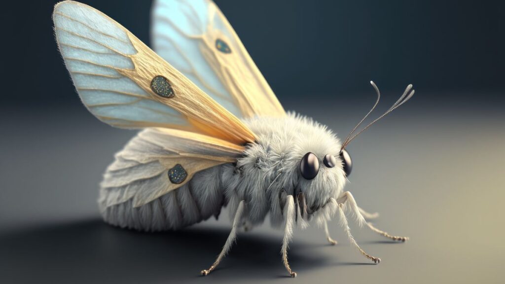 Moly az álomban jelentése Egy részletesen kidolgozott moly, világoskék szárnyakkal és puha testtel.