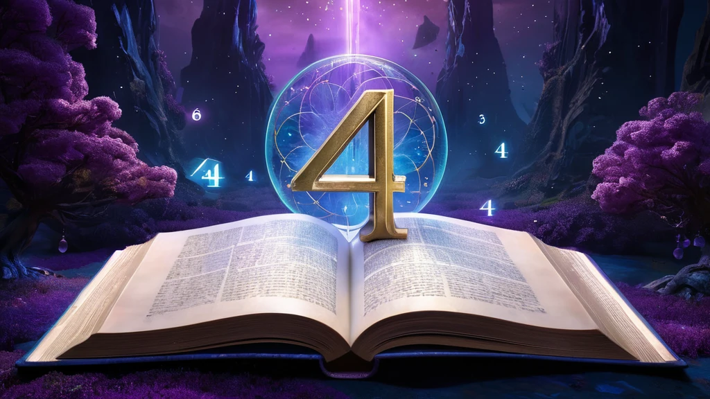 4-es szám álomban mit jelent? Egy nyitott könyv felett a 4-es szám látható, álomfejtés szimbolikáját sugallva.