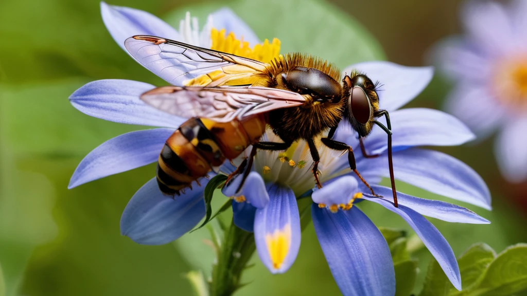 Mit jelent lódarázsról álmodni? Lódarázs egy színes virágon, részletesen látható a testfelépítése.