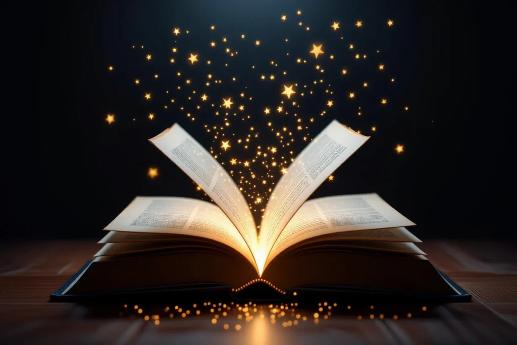 5 jelentős álom, amely elárulja, merre tart az életed 2026-ban Egy nyitott könyv, amelyből csillagok és fények áradnak.