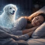 Nő álmodik egy kutya szellemével a hálószobában